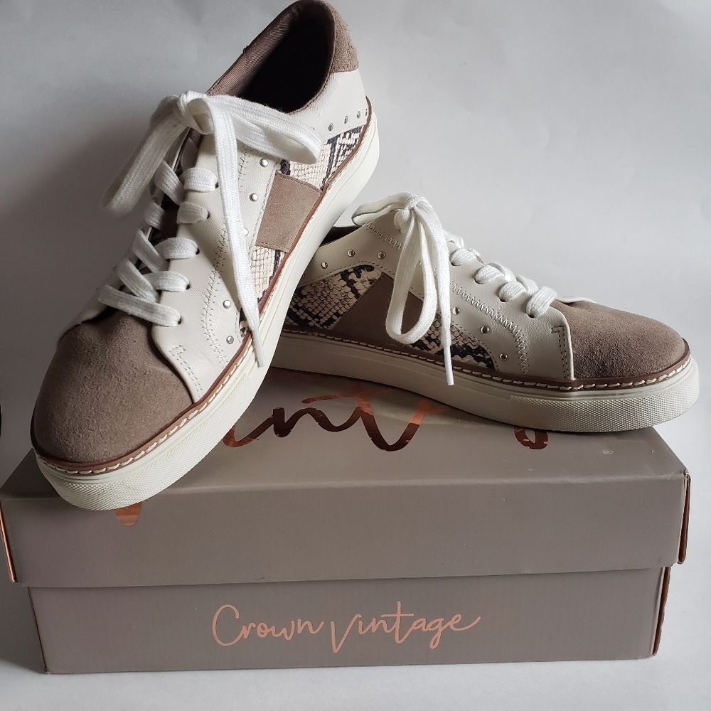 Crown Vintage Suede & Python Print Sneakers - image 1
